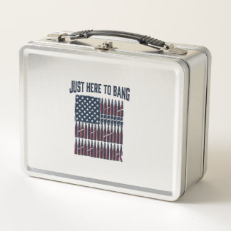 Patriotic Bullet Flag Funny Vintage Graphic T-Shir Metal Lunch Box