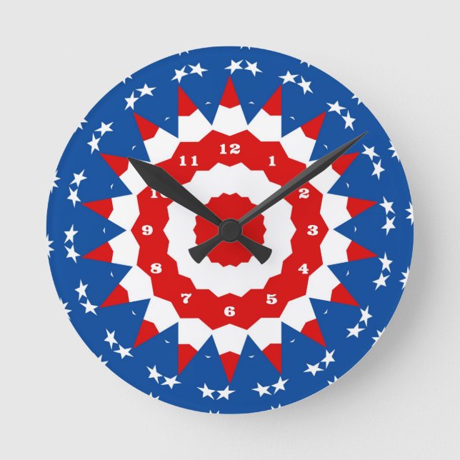 Patriotic Bunting Round Clock (Front)