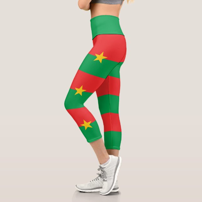 Patriotic Burkina Faso Flag Capri Leggings (Left)