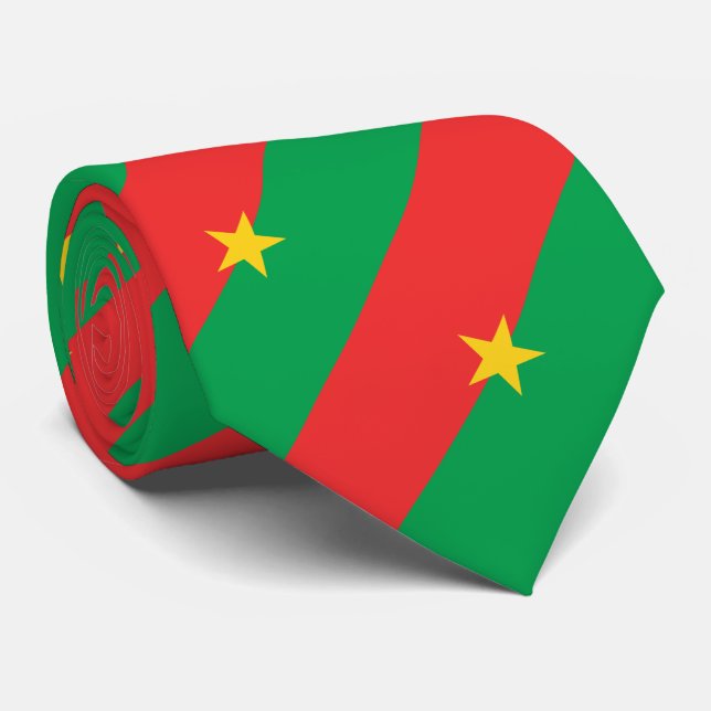 Patriotic Burkina Faso Flag Neck Tie (Rolled)