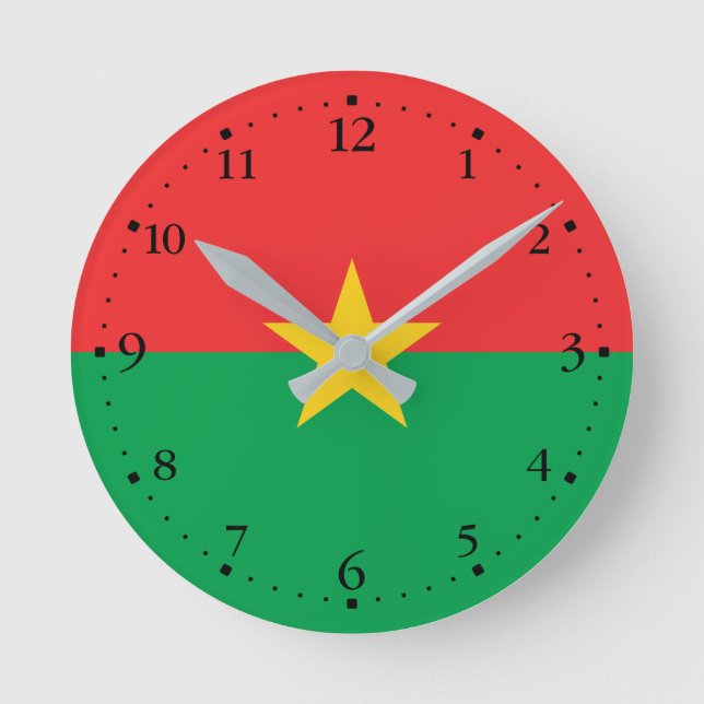 Patriotic Burkina Faso Flag Round Clock (Front)