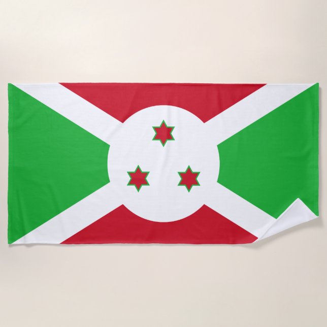 Patriotic Burundi Flag Beach Towel (Front)
