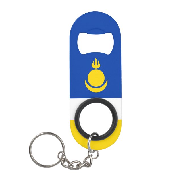 Patriotic Buryatia Flag Keychain Bottle Opener (Front)