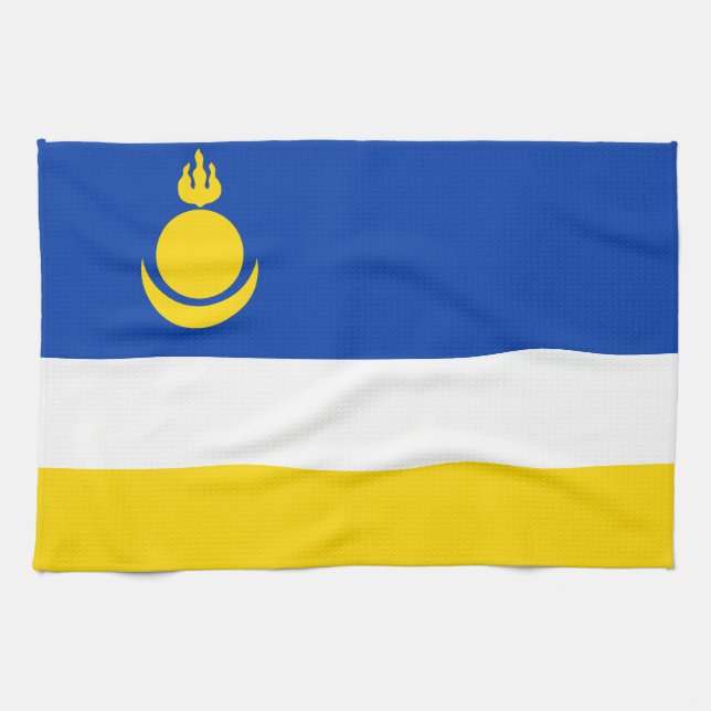 Patriotic Buryatia Flag Kitchen Towel (Horizontal)
