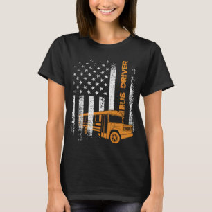Patriotic Bus Driver USA American Flag School Bus T-Shirt