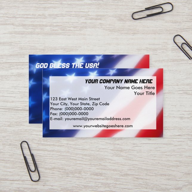 Patriotic Business Cards (Front/Back In Situ)