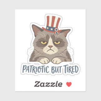 Patriotic but Tired Funny Grumpy Cat 4th of July
