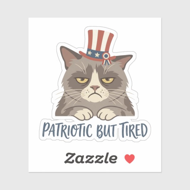 Patriotic but Tired Funny Grumpy Cat 4th of July  (Sheet)