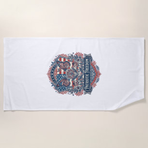 Patriotic Butterfly Garden Vector Graphic Tee_1 Beach Towel