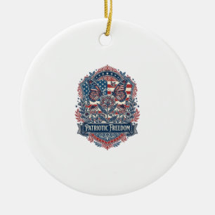 Patriotic Butterfly Garden Vector Graphic Tee_1 Ceramic Ornament