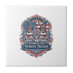 Patriotic Butterfly Garden Vector Graphic Tee_1 Tile