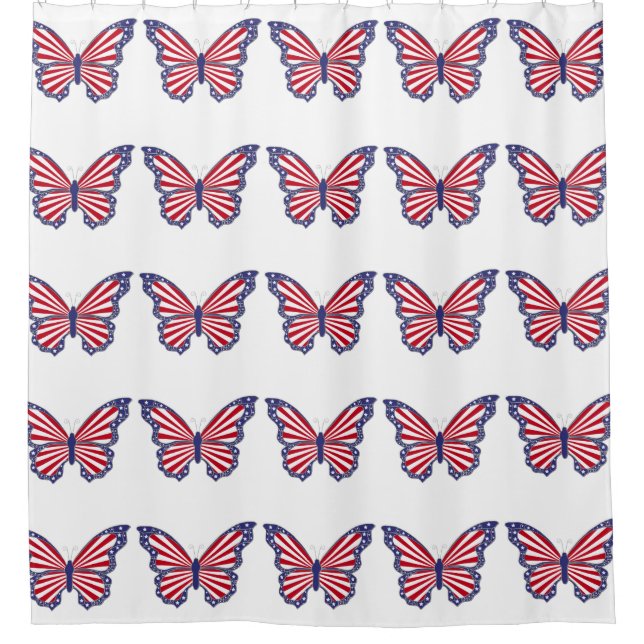 Patriotic Butterfly Shower Curtain (Front)