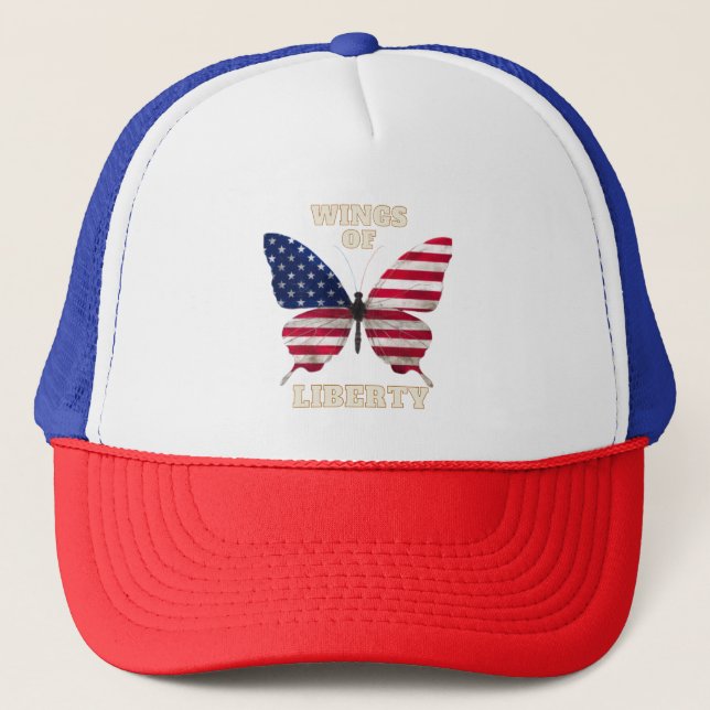 Patriotic Butterfly Tee Trucker Hat (Front)