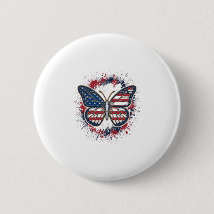 Patriotic Butterfly Vintage Engraving Vector Desig 2 Inch Round Button
