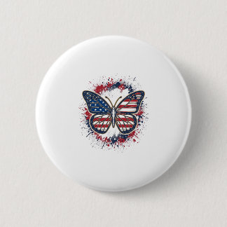 Patriotic Butterfly Vintage Engraving Vector Desig 2 Inch Round Button