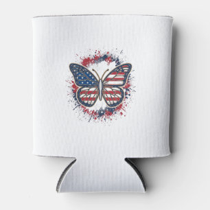 Patriotic Butterfly Vintage Engraving Vector Desig Can Cooler