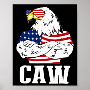 Patriotic Byld Eagle Caw 4th Of July American Flag Poster
