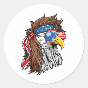Patriotic Byld Eagle Mullet Usa American Flag 4th  Classic Round Sticker