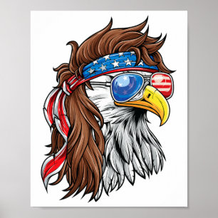 Patriotic Byld Eagle Mullet Usa American Flag 4th  Poster