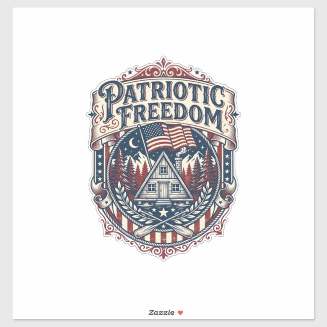 Patriotic Cabin Weekend Vector Graphic Tee_1 (Sheet)