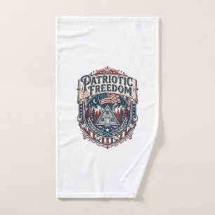 Patriotic Cabin Weekend Vector Graphic Tee_1 Hand Towel