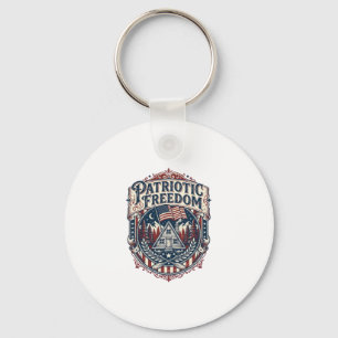 Patriotic Cabin Weekend Vector Graphic Tee_1 Keychain