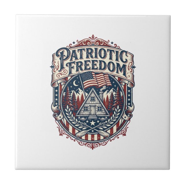 Patriotic Cabin Weekend Vector Graphic Tee_1 Tile (Front)