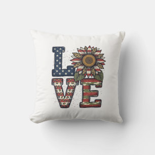 Patriotic Cactus Vintage Engraving Shirt Design_1 Throw Pillow