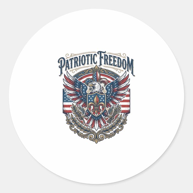 Patriotic Cajun Pride Vector Graphic Tee_1 Classic Round Sticker (Front)