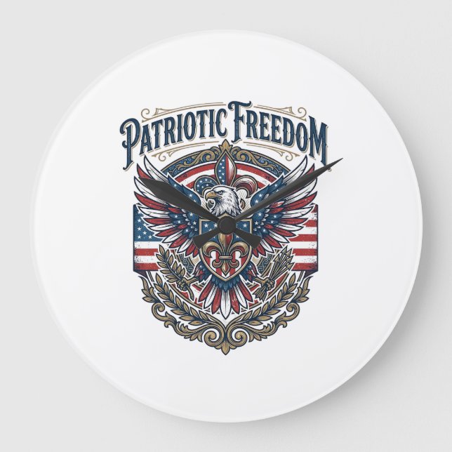 Patriotic Cajun Pride Vector Graphic Tee_1 Large Clock (Front)