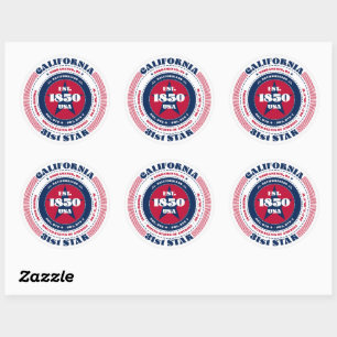 Patriotic California Circle Design Sticker