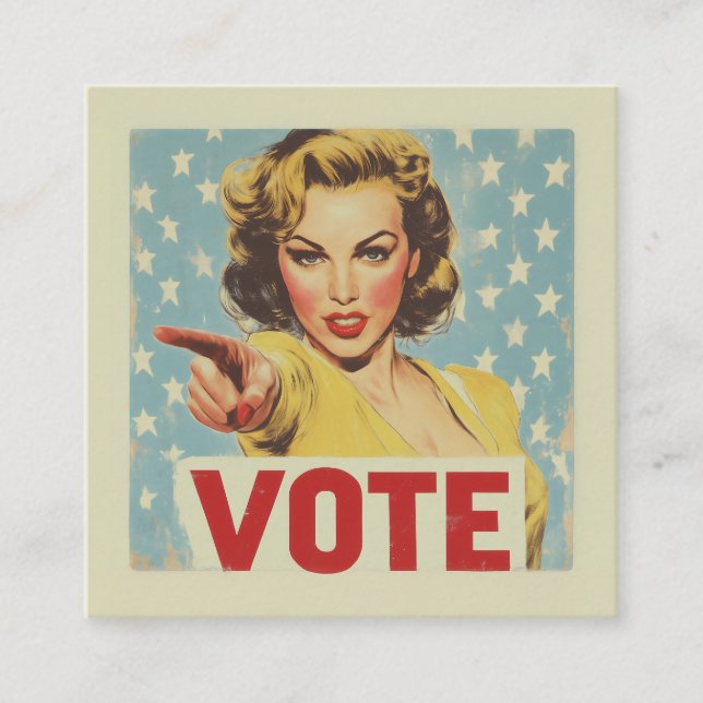 Patriotic Call to Action: Vote! Square Business Card (Front)