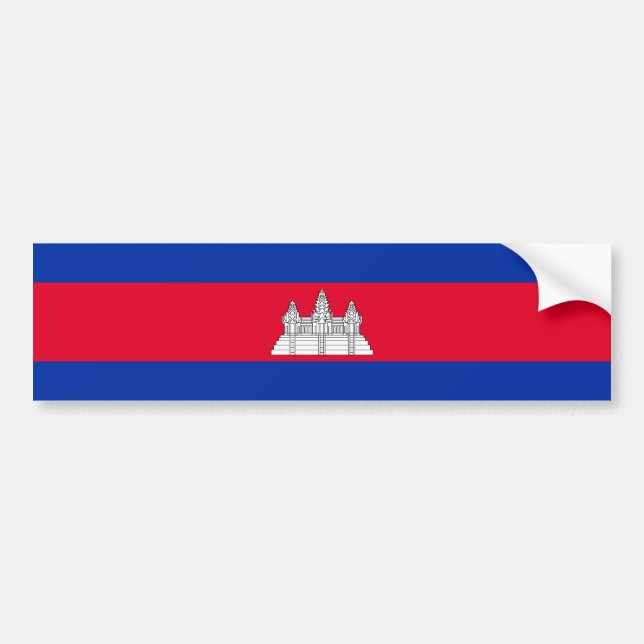 Patriotic Cambodia Flag Bumper Sticker (Front)