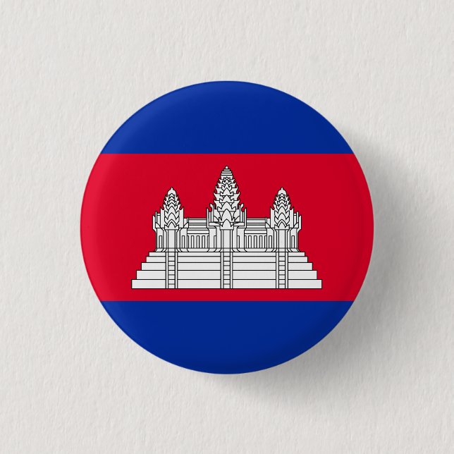 Patriotic Cambodia Flag Button (Front)
