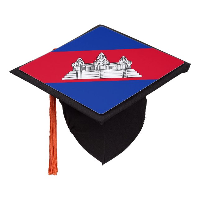 Patriotic Cambodia Flag Graduation Cap Topper (Angled)