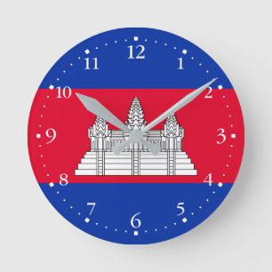 Patriotic Cambodia Flag Round Clock