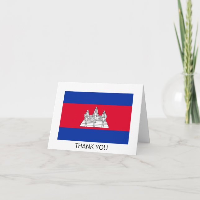 Patriotic Cambodia Flag Thank You Card (Front)