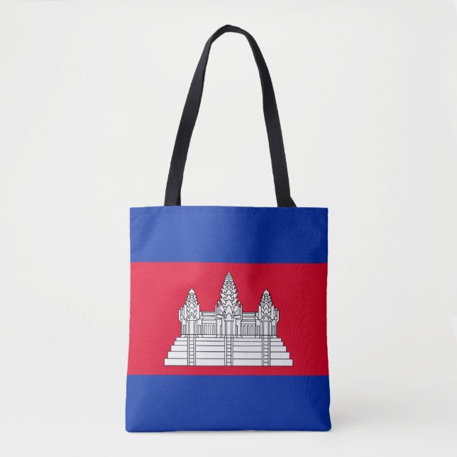 Patriotic Cambodia Flag Tote Bag (Front)