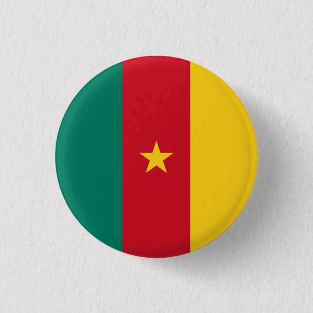 Patriotic Cameroon Flag 1 Inch Round Button (Front)