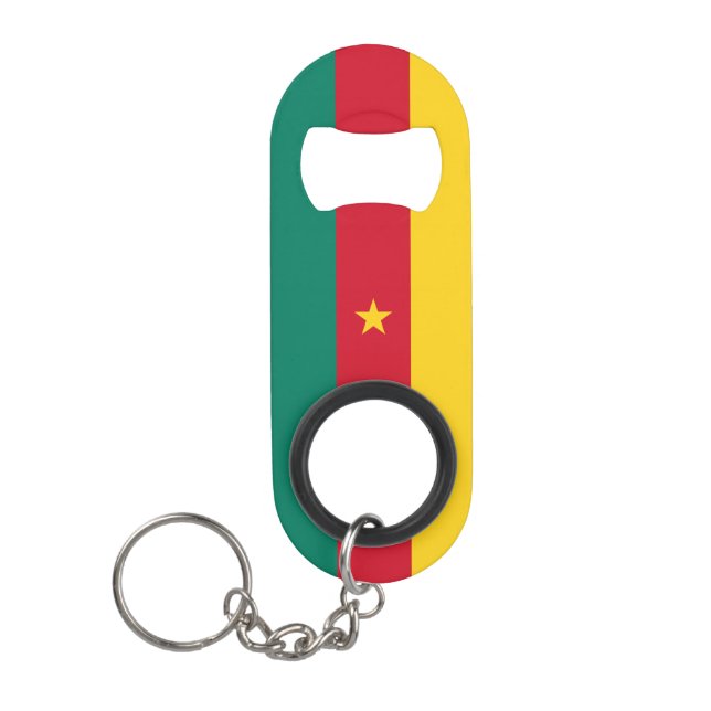 Patriotic Cameroon Flag Keychain Bottle Opener (Front)