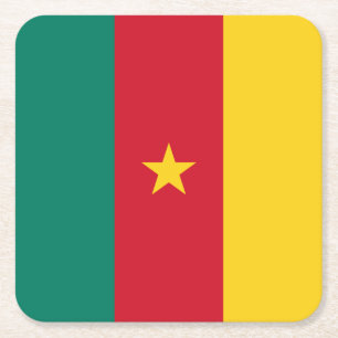 Patriotic Cameroon Flag Square Paper Coaster