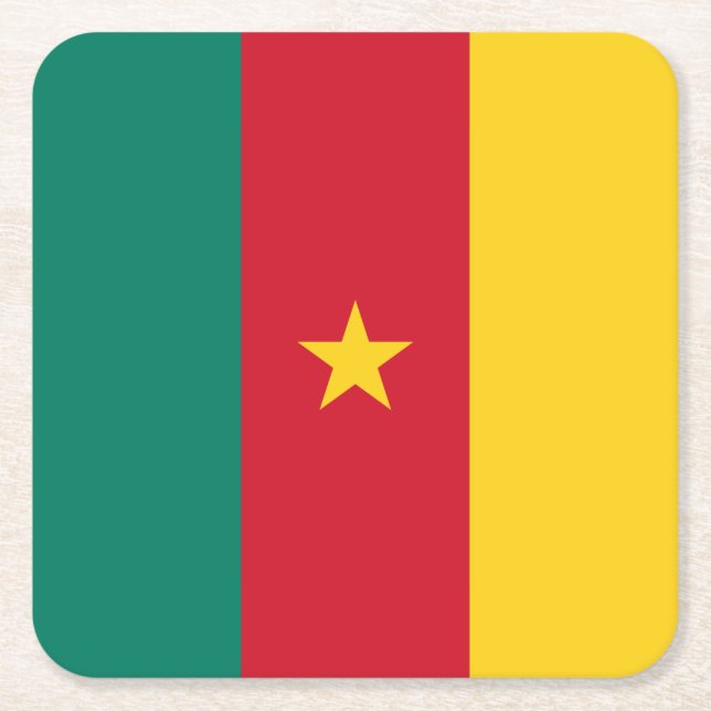 Patriotic Cameroon Flag Square Paper Coaster (Front)