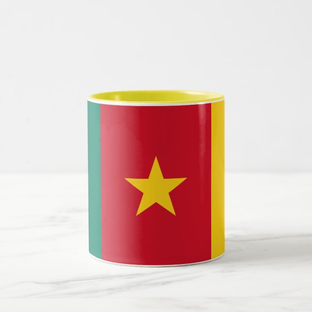 Patriotic Cameroon Flag Two-Tone Coffee Mug (Center)