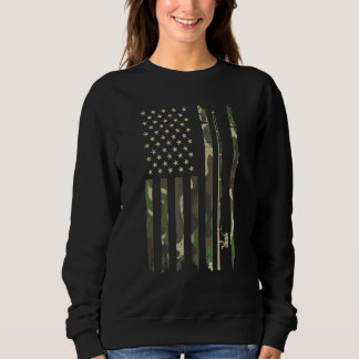 Patriotic Camo American Flag With Fishing Rod Sweatshirt