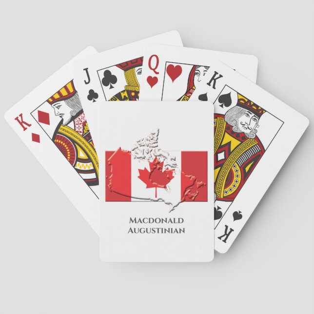 Patriotic CANADA FLAG MAP Personalized Playing Cards (Back)