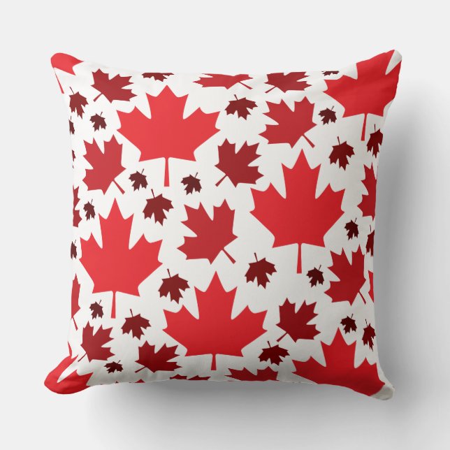 Patriotic Canada Flag Maple Leaf Pattern Throw Pillow (Front)
