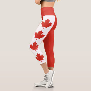Patriotic Canadian Flag Capri Leggings