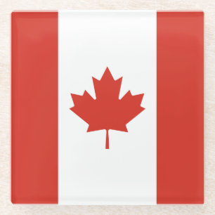 Patriotic Canadian Flag Glass Coaster