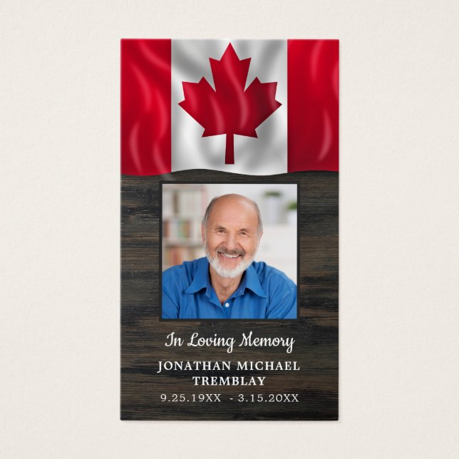 Patriotic Canadian Flag Memorial Funeral Prayer Ca (Front)