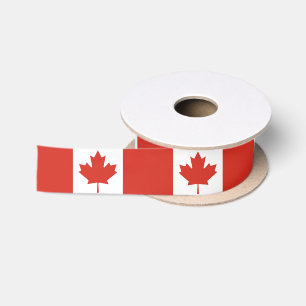 Patriotic Canadian Flag Satin Ribbon